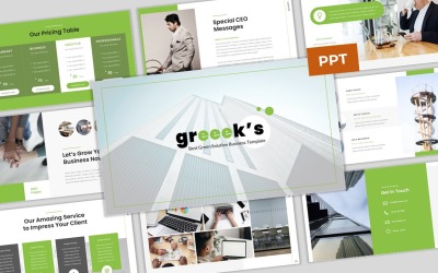 Greeek&amp;#39;s-绿色企业PowerPoint模板