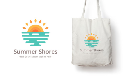 Modèle de logo de coucher de soleil sur la plage