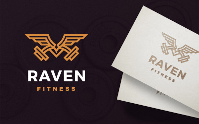 Modèle de logo de gymnase d&amp;#39;entraînement de fitness d&amp;#39;oiseau