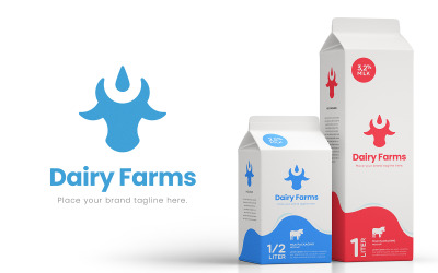 Modèle de logo de lait de vache laitière