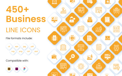 Бізнес та фінанси лінійних Iconset шаблон