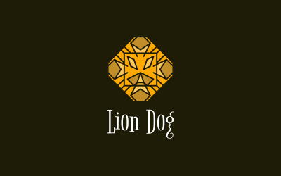 Modèle de logo de chien lion