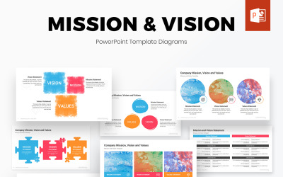 Modello di diagrammi PowerPoint di missione e visione