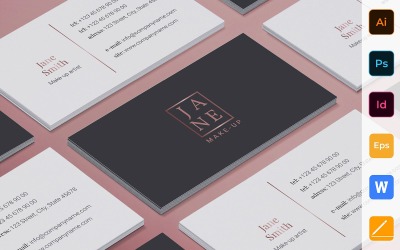Plantilla de tarjeta de visita de artista de maquillaje profesional