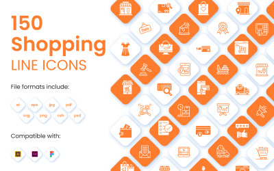Set di Shopping and Commerce Iconset modello