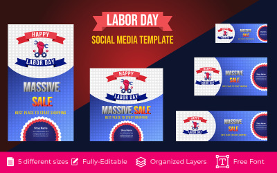 Design di banner per social media per la festa del lavoro negli Stati Uniti