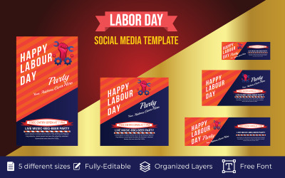 Diseño de banner web de redes sociales para el Día del Trabajo de EE. UU.