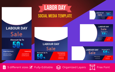 Modelo de design de mídia social do feriado do Dia do Trabalho dos EUA