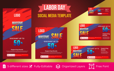 Progettazione del sito web del Labor Day Holiday per i social media
