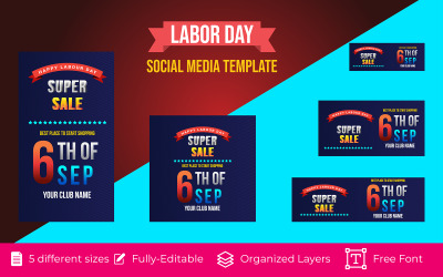 Веб-дизайн соціальних медіа-банерів День праці