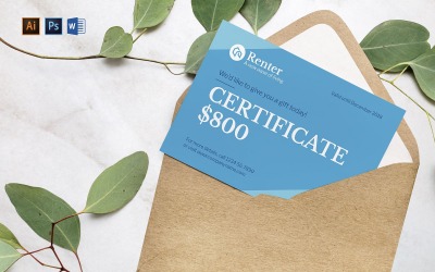 Modèle de certificat-cadeau de location de vacances professionnelle