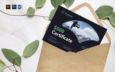 Professional Tours and Travel Gift Certificate Template