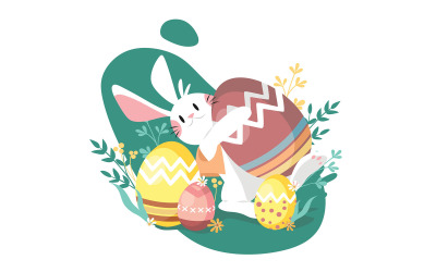 Rabbit Holding an Easter Egg - Illustration AS