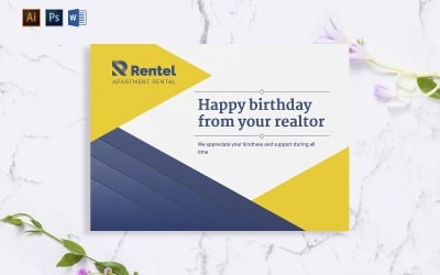 Creative Apartment Rental Greeting Card Corporate identity template