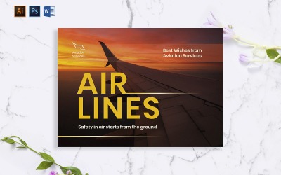 Szablon karty z pozdrowieniami Creative Airlines lotnictwa
