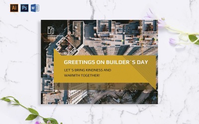 Creative Construction Greeting Card Corporate identity template