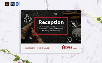 Kreativa pizza gratulationskort mall för företagsidentitet
