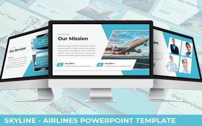Skylines - PowerPoint-sjabloon voor luchtvaartmaatschappijen