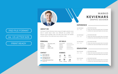 Resume with Blue Accents Printable Resume Templates