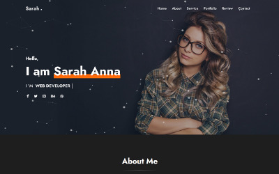 Sarah - Személyes portfólió céloldal sablon