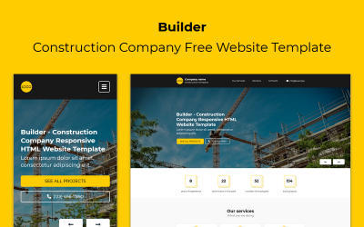 Builder - Modello di pagina di destinazione gratuito reattivo per società di costruzioni