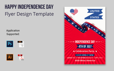 Greeting USA Independence Day Flyer Design Corporate identity template