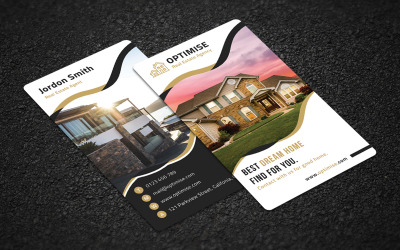 Modèle d&amp;#39;identité d&amp;#39;entreprise de carte de visite verticale immobilière