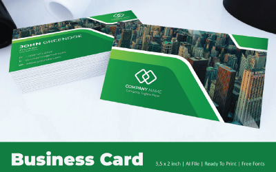 Modelo de identidade corporativa para cartão de visita verde reto