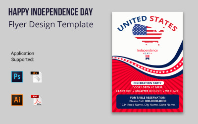 Projeto de brochura do Dia da Independência dos EUA da Liberty