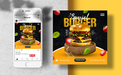 Special Burger Instagram-flöde. Banner för sociala medier