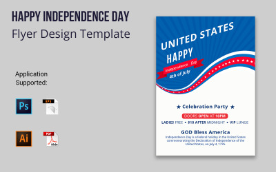 USA fjärde juli Mall för självständighetsdagen Flyer Design Företagsidentitet