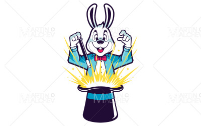 Biały królik ilustracja magiczna sztuczka