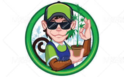 Cannabis Affe Farmer Maskottchen Illustration