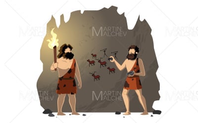Cavernicoli Disegno Illustrazione di pittura rupestre