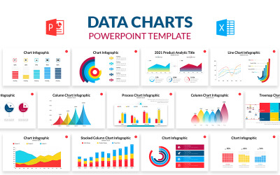 Data Charts Sjablonen PowerPoint presentatie