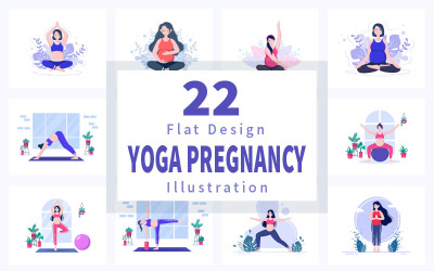 22 Graviditet Yoga Meditation Illustration