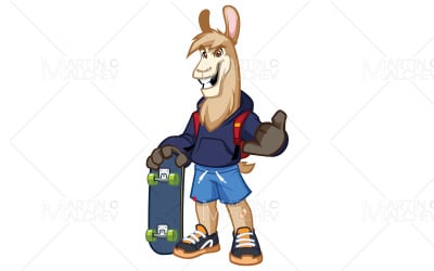 Llama Skater Mascot Illustration