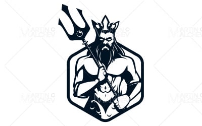 Poseidon Tanrı Logo Illüstrasyon