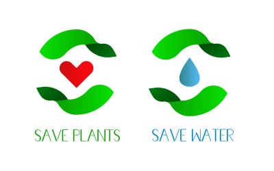 Bewaar planten en bespaar water Iconset-sjabloon.