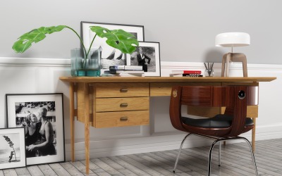 Bureau 1406 furniture set 3D Model
