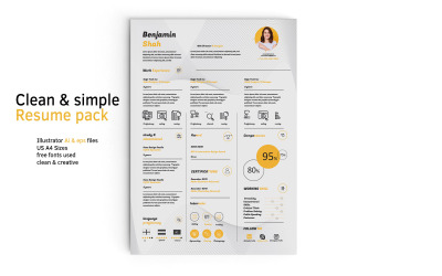Creative CV 1 сторінки Резюме + Супровідний лист Шаблони резюме для друку