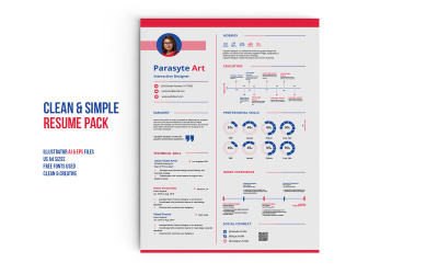 Kreativt CV 1 sidor CV + Cover Letter 06 Utskrivbara CV-mallar