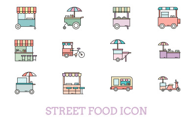 Modèle de jeu d&amp;#39;icônes de nourriture de rue