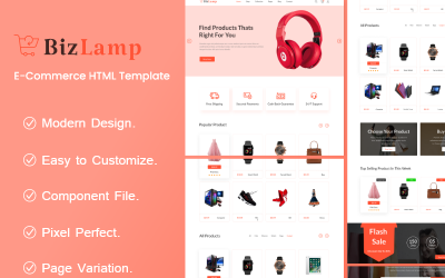 Bizlamp - HTML multifuncional de comércio eletrônico
