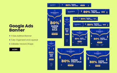 Elementos da interface do usuário de venda do Google Ads islâmico no Ramadã