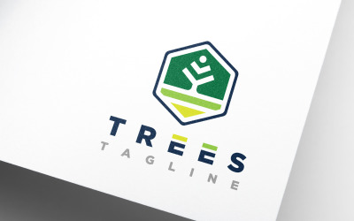 Minimal gröna träd jordbruk miljö logotyp