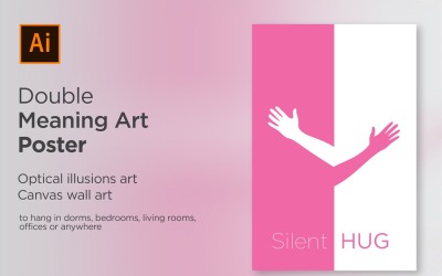 Silent Hug Double Meaning Poster Illustration