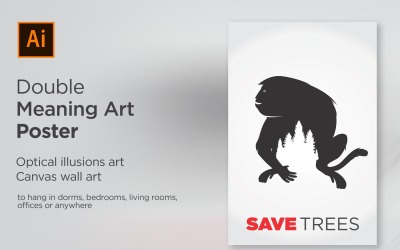 Spara träd Spara skog Dubbel betydelse Affischdesignillustration