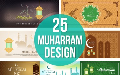 25 Muharram Banner Ilustração Islâmica do Ano Novo