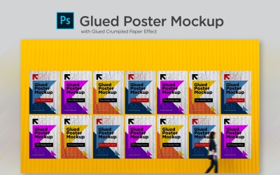 Склеенный и скомканный макет плаката с эффектом макета продукта